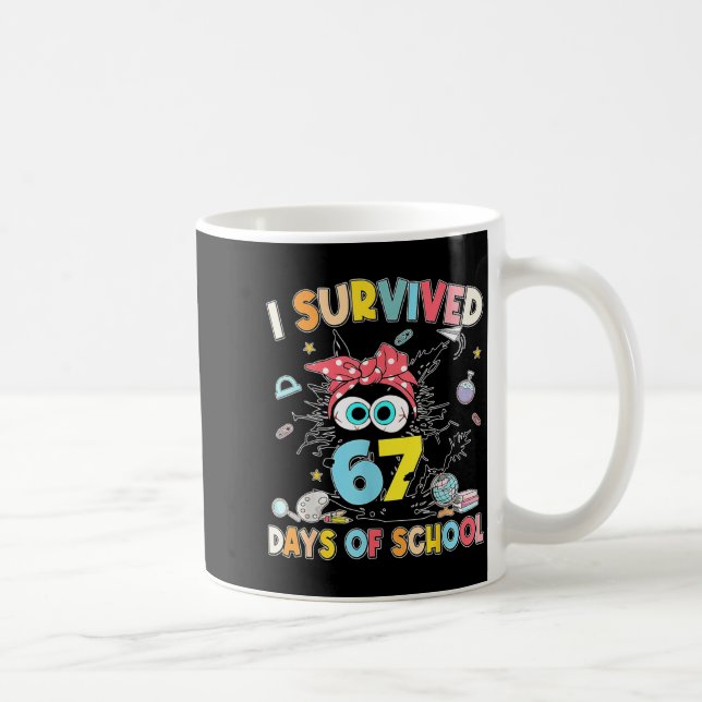 I Survived 67 Days Of School Black Cat Teachers St Coffee Mug (Right)