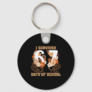 I Survived 67 Days Of School Boho Floral Six Seven Keychain