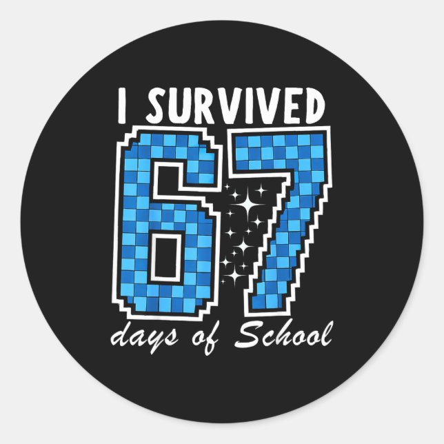 I Survived 67 Days Of School Boys Kids 100 Days Of Classic Round Sticker (Front)