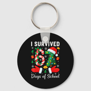 I Survived 67 Days Of School Candy Cane Christmas Keychain