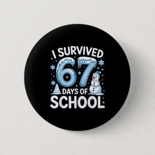 I Survived 67 Days Of School Christmas Candy Cane 2 Inch Round Button