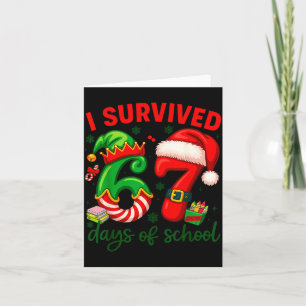 I Survived 67 Days Of School Christmas Candy Cane  Card