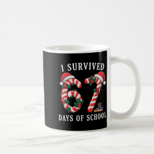 I Survived 67 Days Of School Christmas Candy Cane  Coffee Mug