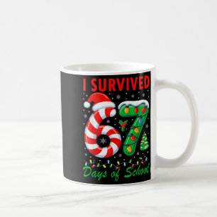 I Survived 67 Days Of School Christmas Candy Cane Coffee Mug