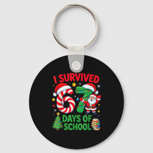 I Survived 67 Days Of School Christmas Candy Cane Keychain