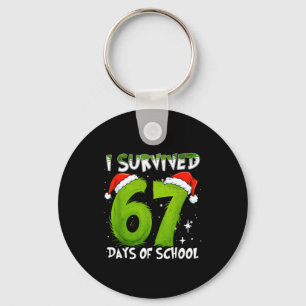 I Survived 67 Days Of School Christmas Candy Cane Keychain