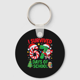 I Survived 67 Days Of School Christmas Candy Cane Keychain