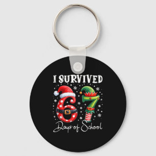 I Survived 67 Days Of School Christmas Candy Cane Keychain