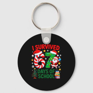 I Survived 67 Days Of School Christmas Candy Cane  Keychain