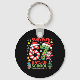 I Survived 67 Days Of School Christmas Candy Cane Keychain
