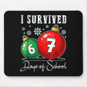 I Survived 67 Days Of School Christmas Candy Cane  Mouse Pad