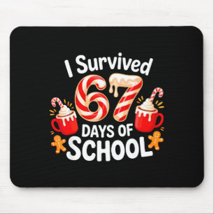 I Survived 67 Days Of School Christmas Candy Cane Mouse Pad
