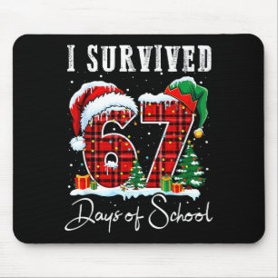 I Survived 67 Days Of School Christmas Candy Cane Mouse Pad