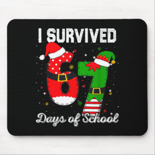 I Survived 67 Days Of School Christmas Candy Cane  Mouse Pad