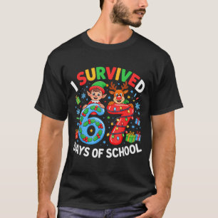I Survived 67 Days Of School Christmas Candy Cane  T-Shirt