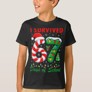 I Survived 67 Days Of School Christmas Candy Cane  T-Shirt