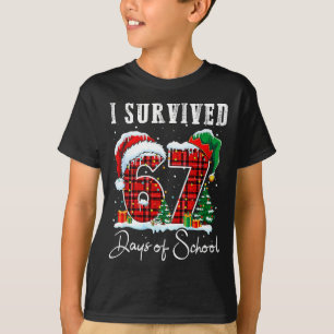 I Survived 67 Days Of School Christmas Candy Cane T-Shirt