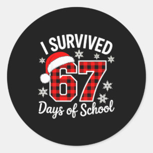 I Survived 67 Days Of School Christmas Classic Round Sticker