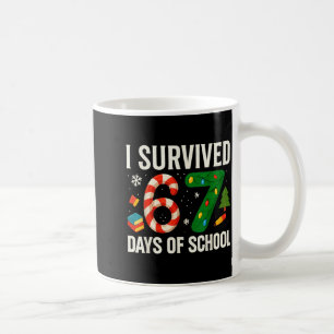 I Survived 67 Days Of School Christmas Red Plaid F Coffee Mug