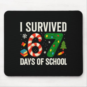 I Survived 67 Days Of School Christmas Red Plaid F Mouse Pad