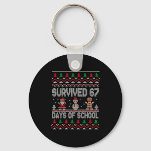 I Survived 67 Days Of School Christmas Student Tea Keychain