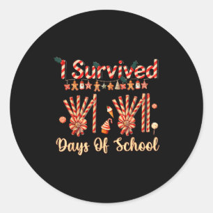 I Survived 67 Days Of School Christmas Teacher Can Classic Round Sticker