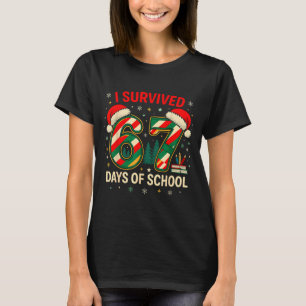 I Survived 67 Days Of School Christmas Teacher T-Shirt