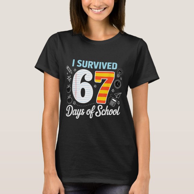 I Survived 67 Days Of School Cl Paper Meme  T-Shirt (Front)