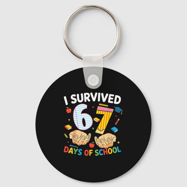 I Survived 67 Days Of School Cool Teacher Design  Keychain (Front)