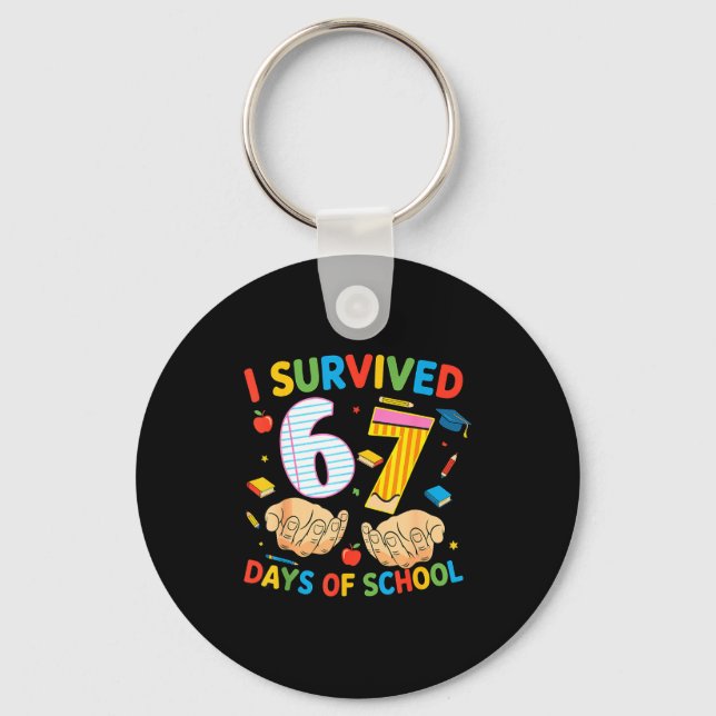 I Survived 67 Days Of School Cool Teacher Design  Keychain (Front)