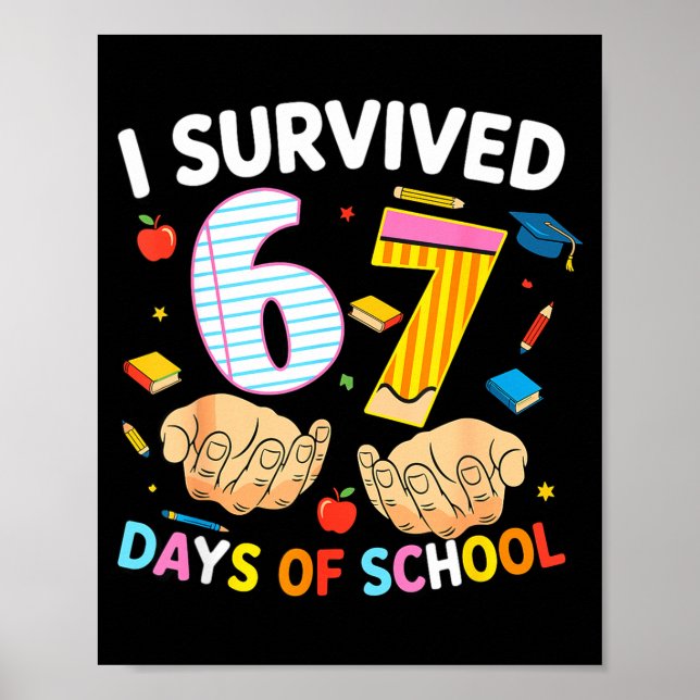 I Survived 67 Days Of School Cool Teacher Design  Poster (Front)