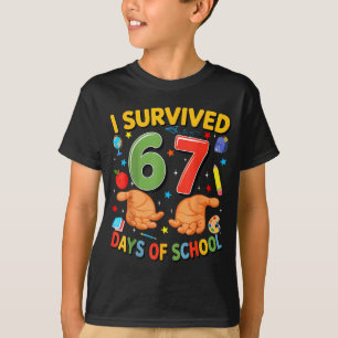 I Survived 67 Days Of School Cool Teacher Design  T-Shirt
