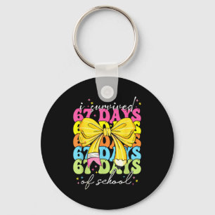I Survived 67 Days Of School Coquette Bow Student Keychain