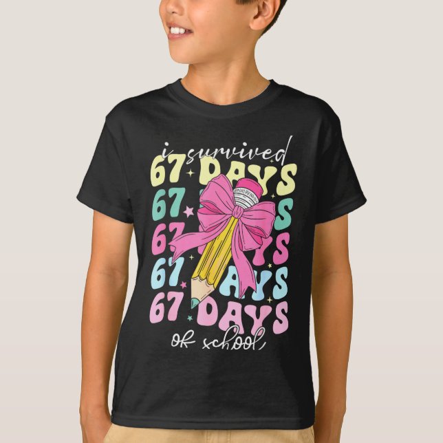I Survived 67 Days Of School Coquette Bow Student  T-Shirt (Front)