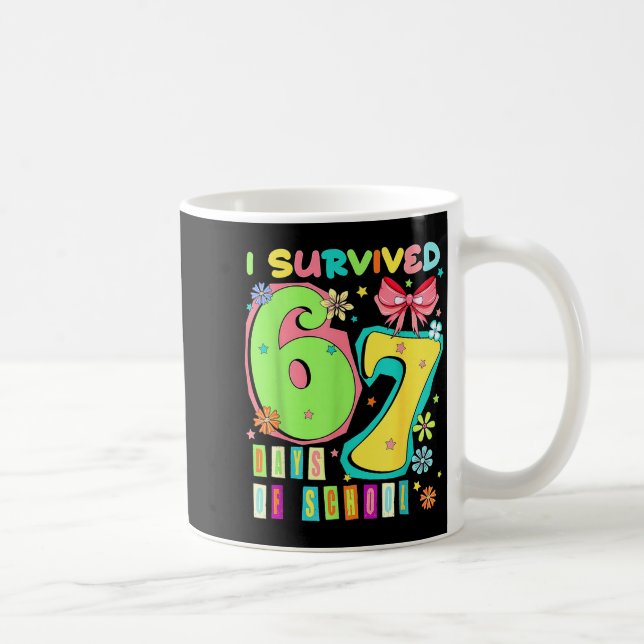 I Survived 67 Days Of School Coquette Bow Teachers Coffee Mug (Right)
