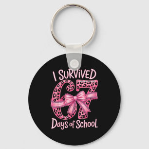 I Survived 67 Days Of School Coquette Girls Women Keychain