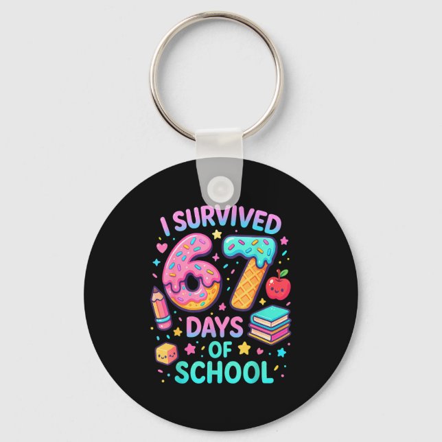 I Survived 67 Days Of School Cute Kid Six Seven Ce Keychain (Front)