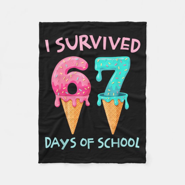 I Survived 67 Days Of School Cute Math Teacher Fun Fleece Blanket (Front)