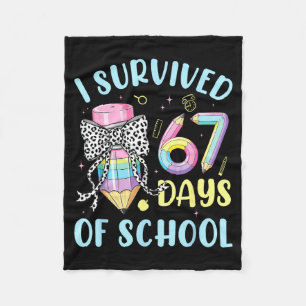 I Survived 67 Days Of School Cute Pastel Pencil Bo Fleece Blanket