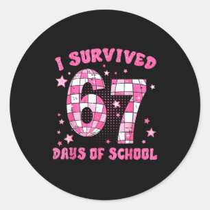 I Survived 67 Days Of School Cute Teacher Six Seve Classic Round Sticker