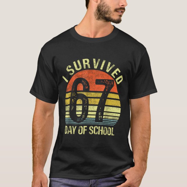I Survived 67 Days Of School Dabbing Six Seven Mem T-Shirt (Front)