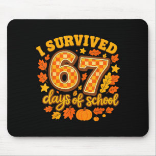 I Survived 67 Days Of School Fall Leaves Cute Autu Mouse Pad