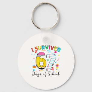I Survived 67 Days Of School Fun Meme Six Seven 6- Keychain