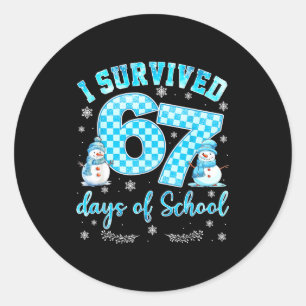 I Survived 67 Days Of School Funny 67 Meme Christm Classic Round Sticker
