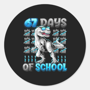 I Survived 67 Days Of School Funny 67 Meme Dinosau Classic Round Sticker