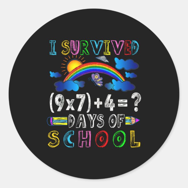 I Survived 67 Days Of School Funny 67 Meme Math Te Classic Round Sticker (Front)