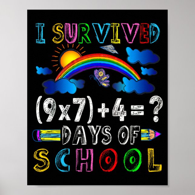 I Survived 67 Days Of School Funny 67 Meme Math Te Poster (Front)