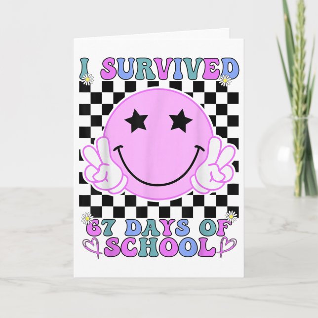 I Survived 67 Days Of School Funny 67 Meme Student Card (Front)