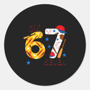 I Survived 67 Days Of School Funny 6 7 Baseball Te Classic Round Sticker
