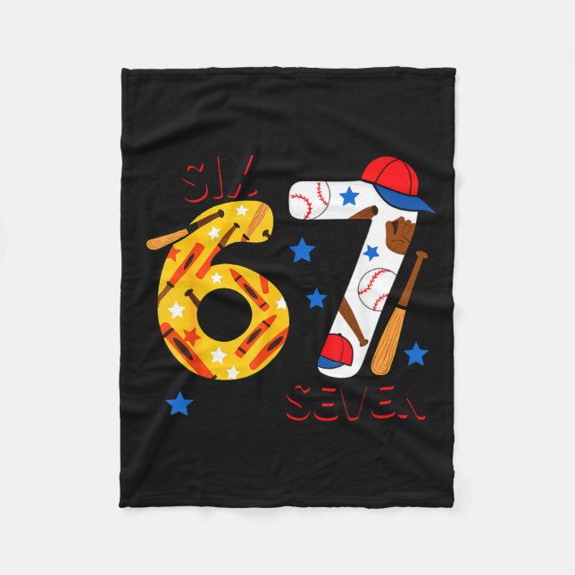 I Survived 67 Days Of School Funny 6 7 Baseball Te Fleece Blanket (Front)